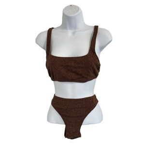 Brown Shinmery 2 Piece Bathing Suit